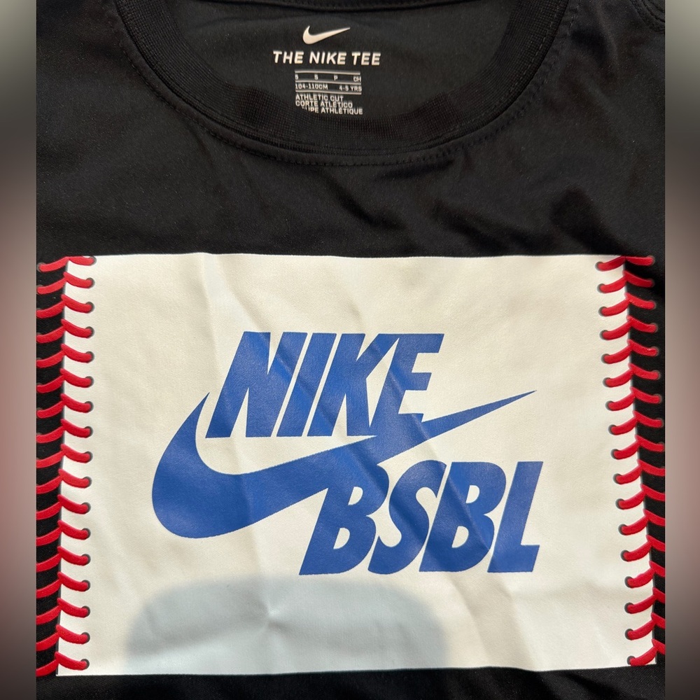 Nike Kids Black Tee with Blue and Red Accents (5) - Picture 3 of 4